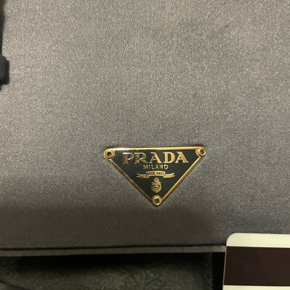Authentic! Prada gray satin mini bag with top handle. - Picture 9 of 13